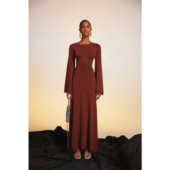 💕CULT GAIA💕 Carla Knit Dress ~ Full Length Gown Cut-Outs Ember Small NWT - Picture 3 of 16